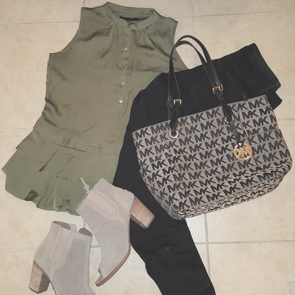 Olive green, silk top